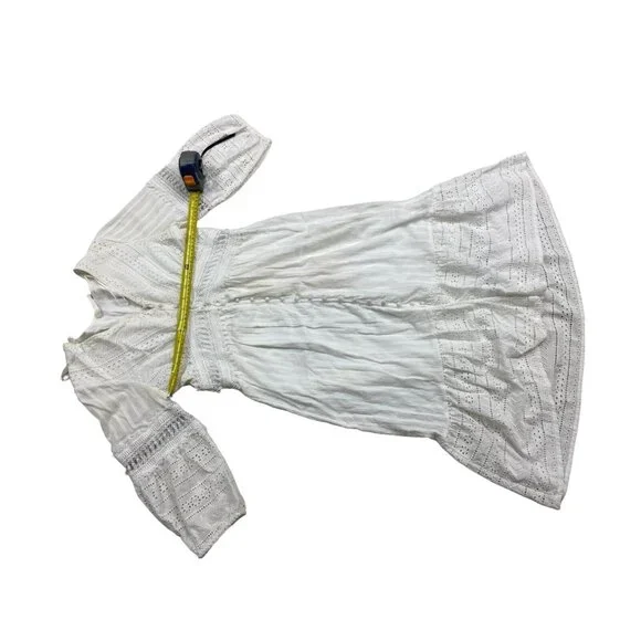 Anthropologie Boho Lace Ebba Midi Dress Size 6 3/4 Sleeve White Eyelet - Picture 4 of 8